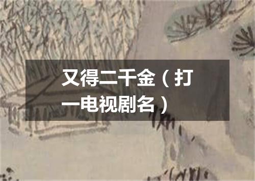 又得二千金（打一电视剧名）