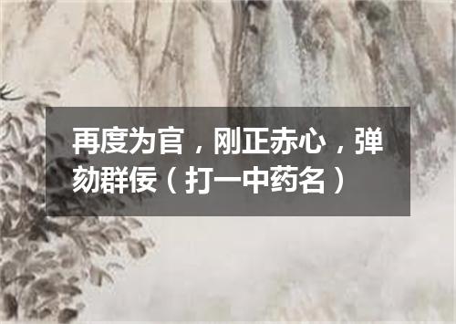 再度为官，刚正赤心，弹劾群佞（打一中药名）