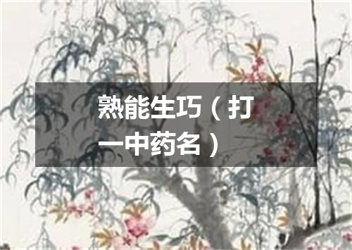 熟能生巧（打一中药名）