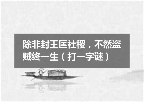除非封王匡社稷，不然盗贼终一生（打一字谜）