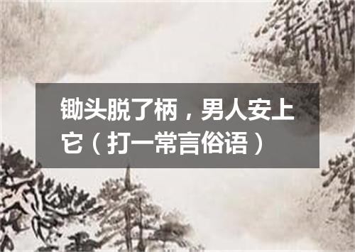 锄头脱了柄，男人安上它（打一常言俗语）