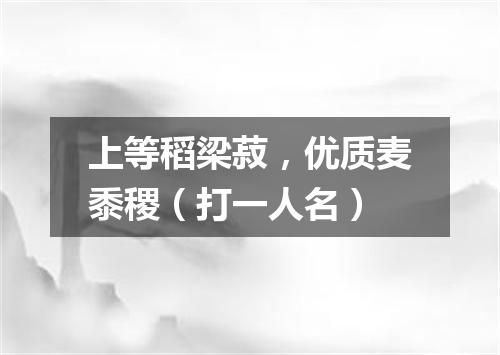 上等稻梁菽，优质麦黍稷（打一人名）
