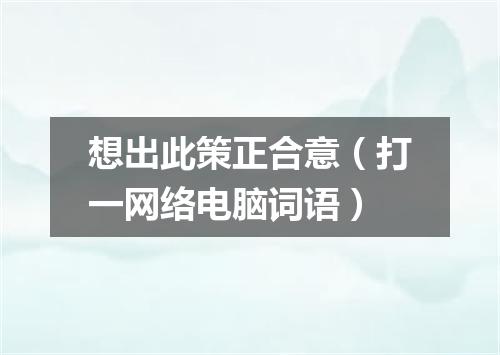想出此策正合意（打一网络电脑词语）