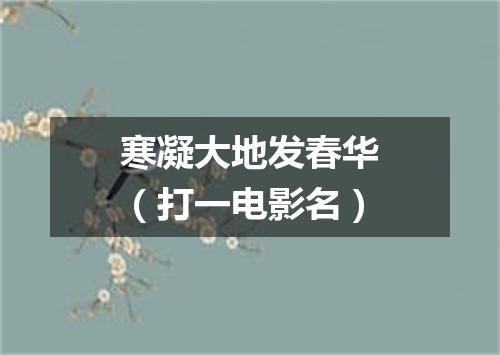 寒凝大地发春华（打一电影名）