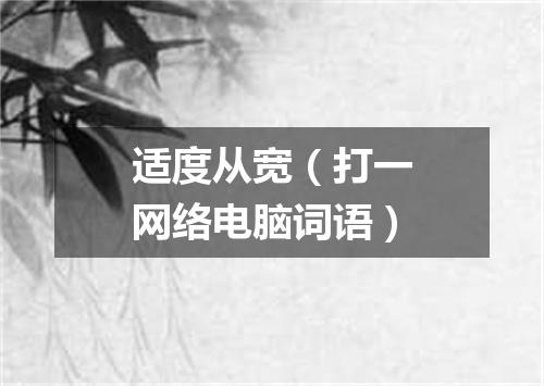 适度从宽（打一网络电脑词语）