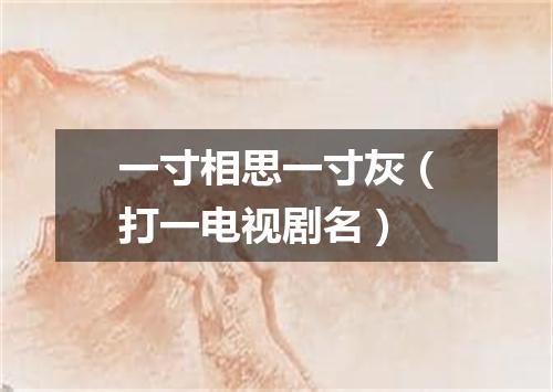 一寸相思一寸灰（打一电视剧名）