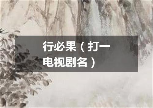 行必果（打一电视剧名）