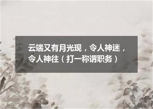 云端又有月光现，令人神迷，令人神往（打一称谓职务）