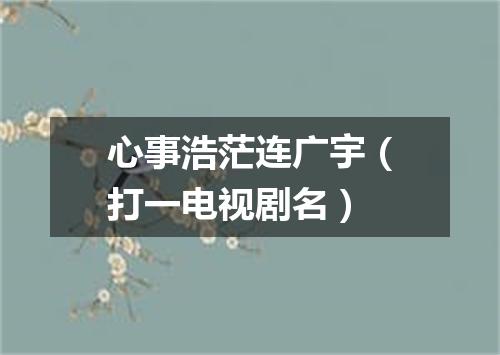 心事浩茫连广宇（打一电视剧名）