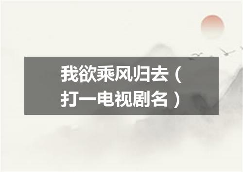 我欲乘风归去（打一电视剧名）