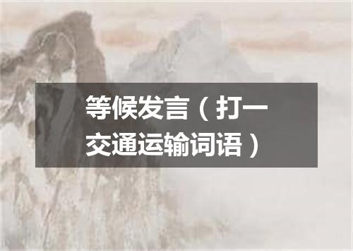 等候发言（打一交通运输词语）