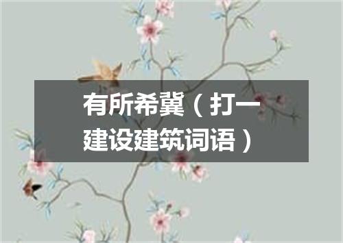 有所希冀（打一建设建筑词语）