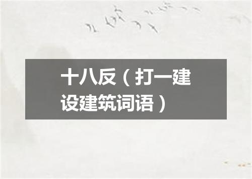 十八反（打一建设建筑词语）