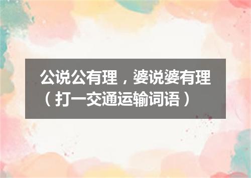 公说公有理，婆说婆有理（打一交通运输词语）