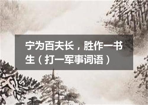 宁为百夫长，胜作一书生（打一军事词语）