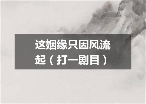 这姻缘只因风流起（打一剧目）