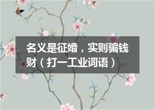 名义是征婚，实则骗钱财（打一工业词语）