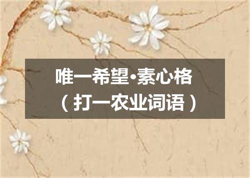 唯一希望·素心格（打一农业词语）