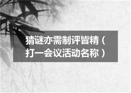 猜谜亦需制评皆精（打一会议活动名称）