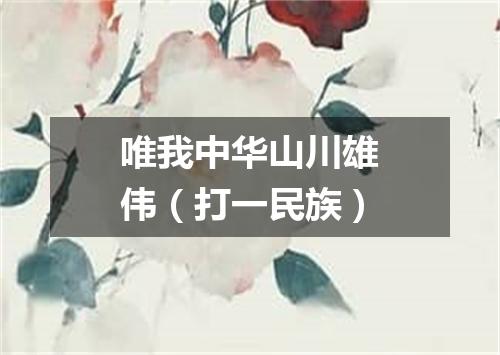 唯我中华山川雄伟（打一民族）