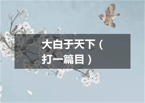 大白于天下（打一篇目）