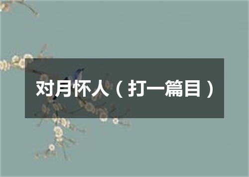 对月怀人（打一篇目）