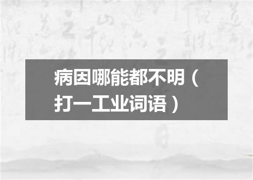 病因哪能都不明（打一工业词语）