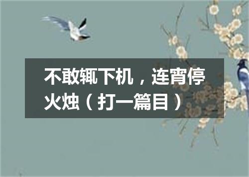 不敢辄下机，连宵停火烛（打一篇目）