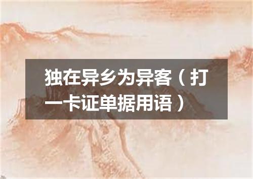 独在异乡为异客（打一卡证单据用语）