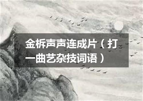 金柝声声连成片（打一曲艺杂技词语）