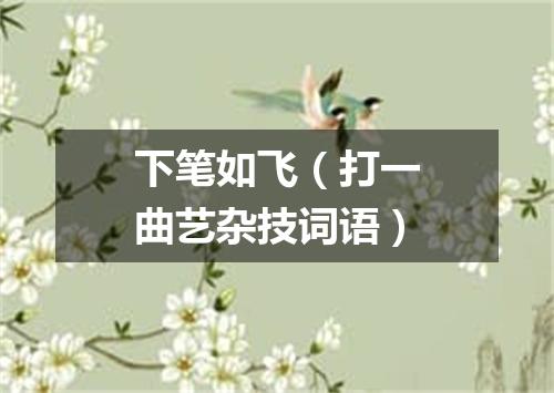 下笔如飞（打一曲艺杂技词语）