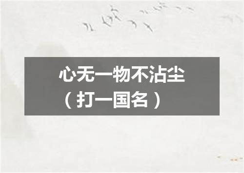 心无一物不沾尘（打一国名）