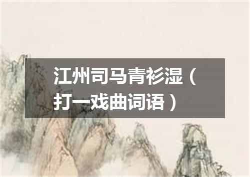 江州司马青衫湿（打一戏曲词语）