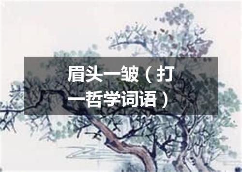眉头一皱（打一哲学词语）