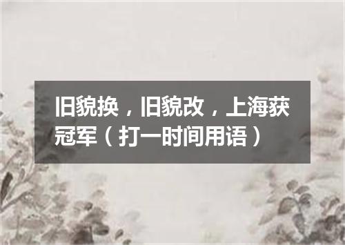 旧貌换，旧貌改，上海获冠军（打一时间用语）