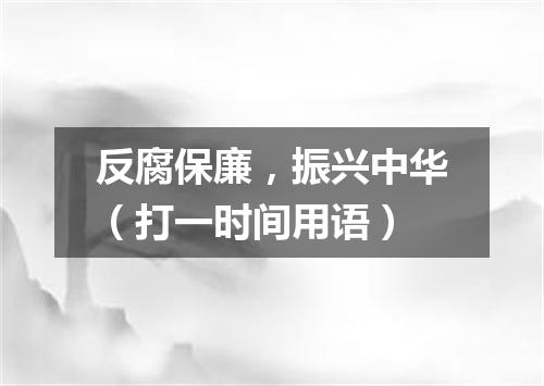 反腐保廉，振兴中华（打一时间用语）