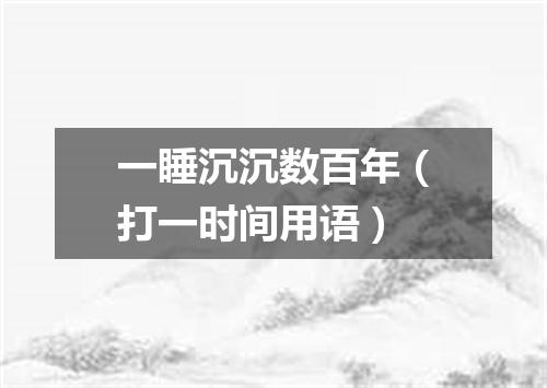 一睡沉沉数百年（打一时间用语）