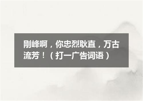 刚峰啊，你忠烈耿直，万古流芳！（打一广告词语）