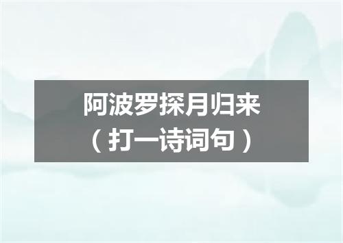 阿波罗探月归来（打一诗词句）