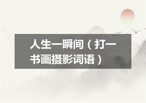 人生一瞬间（打一书画摄影词语）