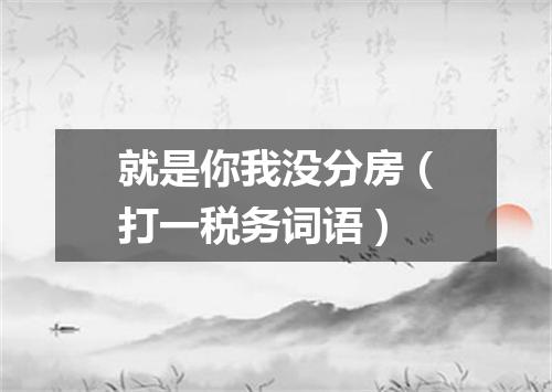 就是你我没分房（打一税务词语）