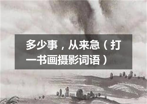 多少事，从来急（打一书画摄影词语）