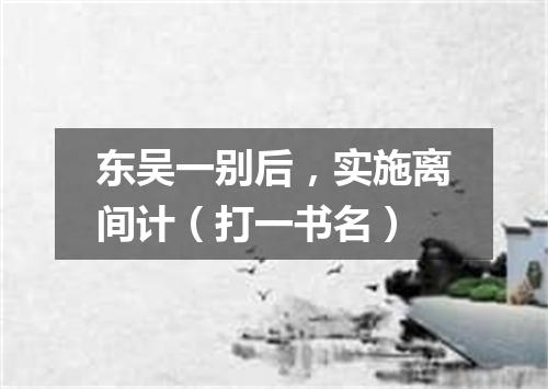 东吴一别后，实施离间计（打一书名）