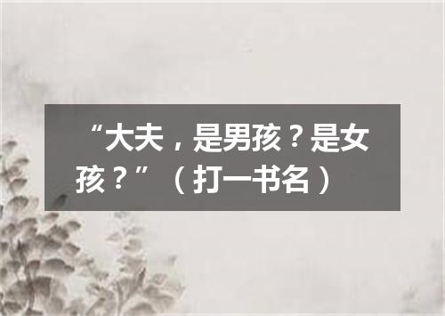“大夫，是男孩？是女孩？”（打一书名）