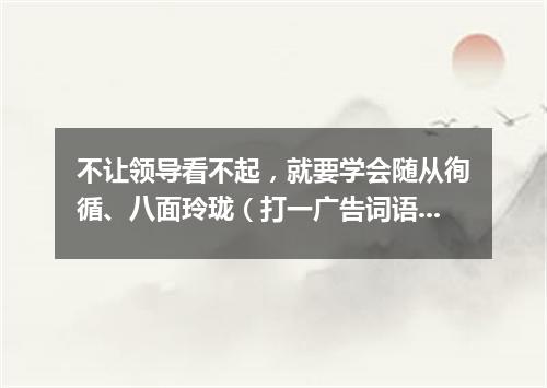 不让领导看不起，就要学会随从徇循、八面玲珑（打一广告词语）