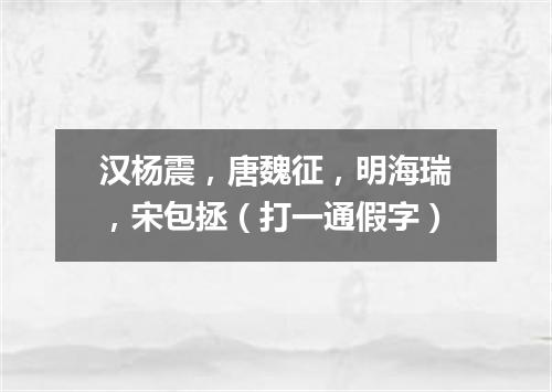 汉杨震，唐魏征，明海瑞，宋包拯（打一通假字）